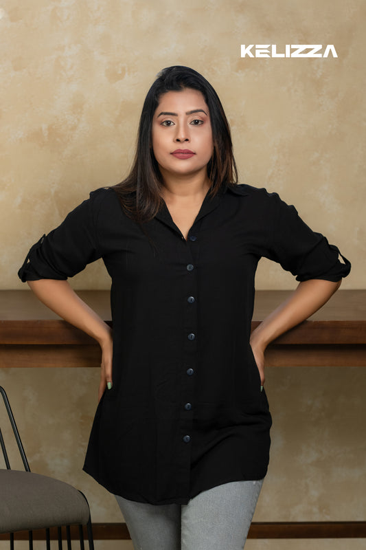 Mia Oversize Black Long Sleeve Shirt