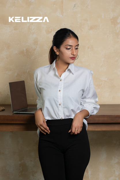 Zara Long Puff Sleeve White Shirt