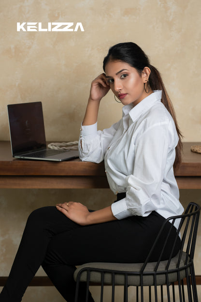 Zara Long Puff Sleeve White Shirt